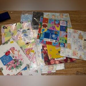 HUGE lot of vintage wrapping paper! Looney Tunes, blues clues, Peppermint Rose